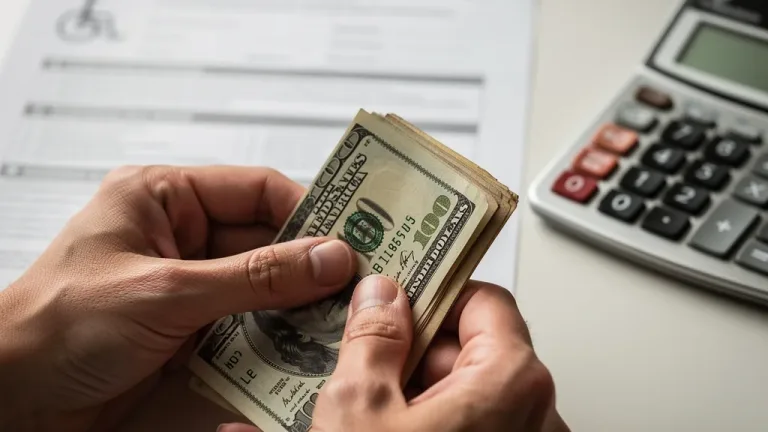 Hands counting money, symbolizing financial planning for disabled beneficiaries.